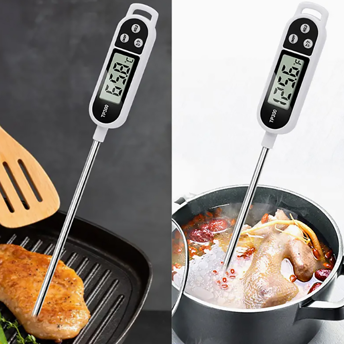 Termómetro digital con sonda de bolígrafo: medición precisa de temperatura para cocinar, barbacoa, laboratorio y uso doméstico.