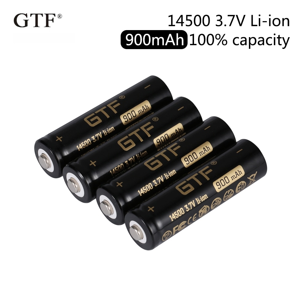 GTF 14500 3,7 V 900mAh reale kapazität Li-Ion Akku für taschenlampe/fernbedienung/spielzeug punkt kopf 14500 3,7 V batterie