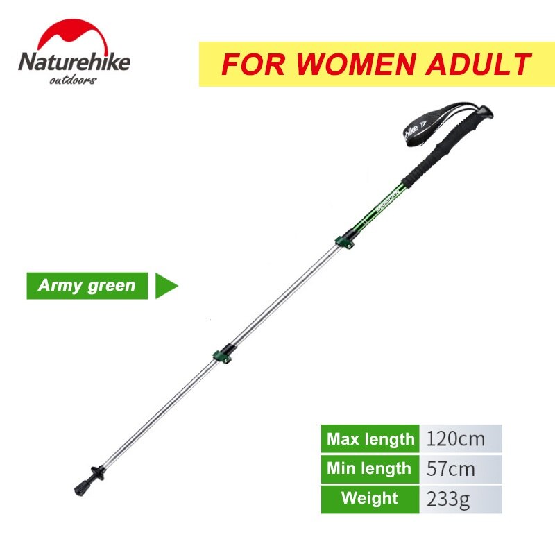 Naturehike Wanderstöcke Ultraleicht Wandern Falten Pole gehen Wandern Stöcke Camping familie Wanderstöcke 1 stücke: Frauen Armee Grün