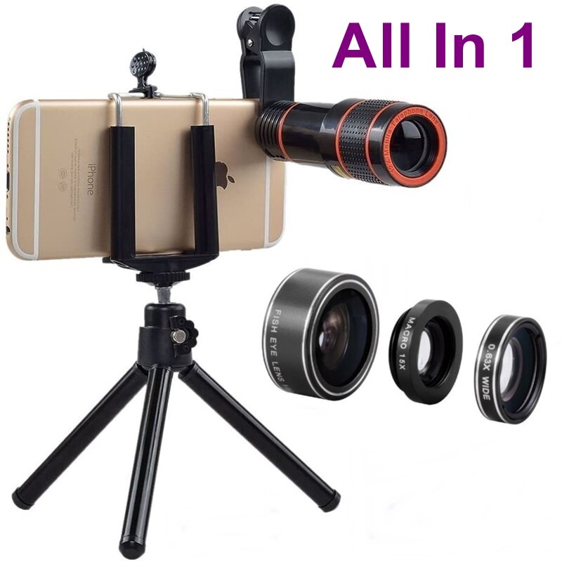 Tongdaytech Universele 12X Zoom Telelens Telescoop Mobiele Telefoon Camera Lens Met Clips Voor Iphone Samsung Smartphone: All In 1