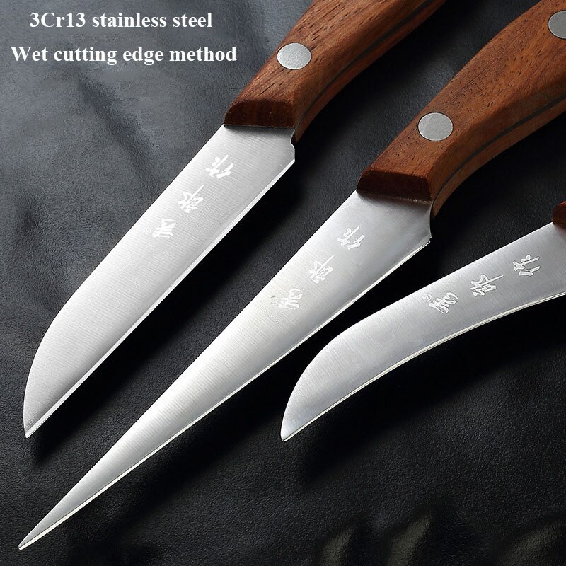 3 st/set rostfritt stål kök frukt snideri knivar hushållskock skulptur fruktfat skalkniv mat graver verktyg
