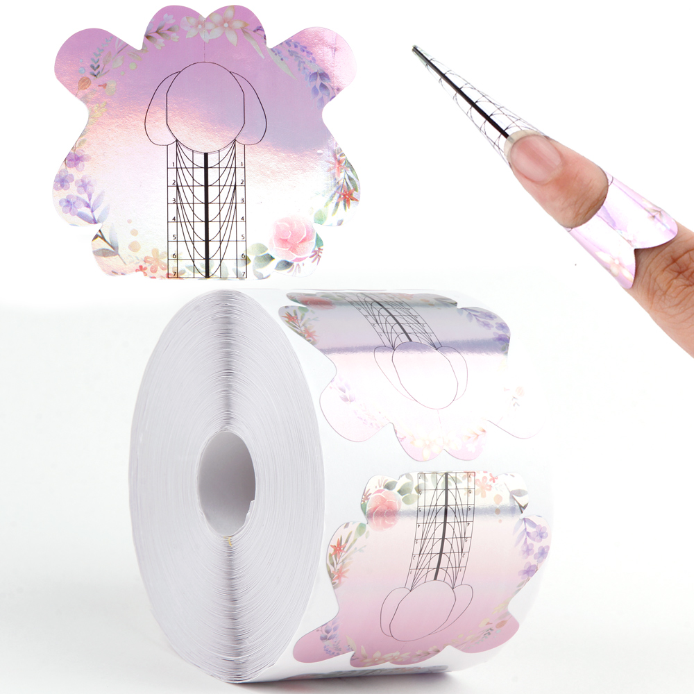 500pcs Nail Form French Tips Acrylic UV Gel Nail Extension Forms Stencils Paper Molds Sticker Guide Mold Manicure Tools: Style 6