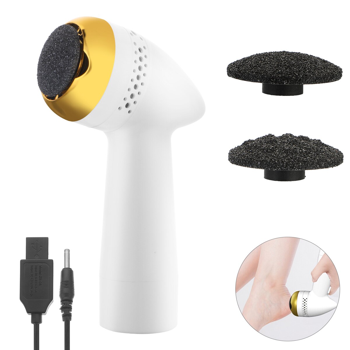 Electronic Foot File Rechargeable Vacuum Adsorption Pedicure Machine Multifunction Electric Remove Calluses Foot Care Tool