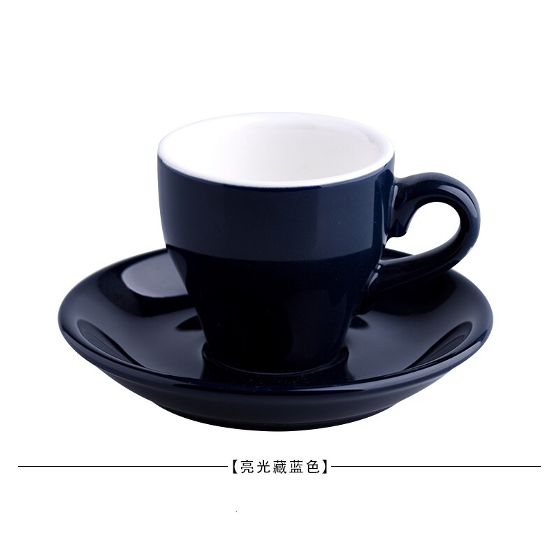 Ensemble de tasses et soucoupes à café en céramique colorée 80cc, classique, tulipe épaissie, Expresso, verre, bon marché, avec plateau: Dark Blue