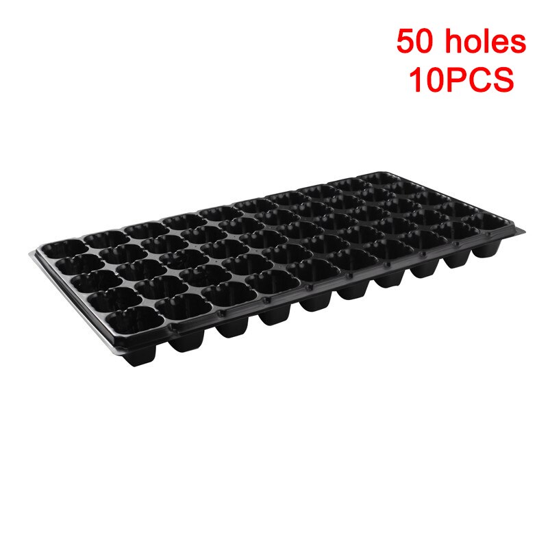 10Pcs Seeding Tray Plastic Nursery Tray Succulent Plants Pot Seed Grow Box Tray J2Y: 50 holes