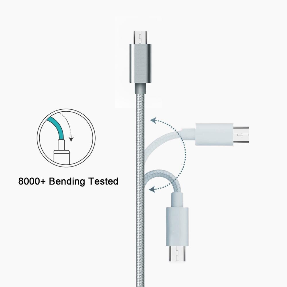 Senhomtog Micro Usb-kabel Snelle Opladen Nylon Gevlochten Charger Data Mobiele Kabel Usb Koord Voor Android