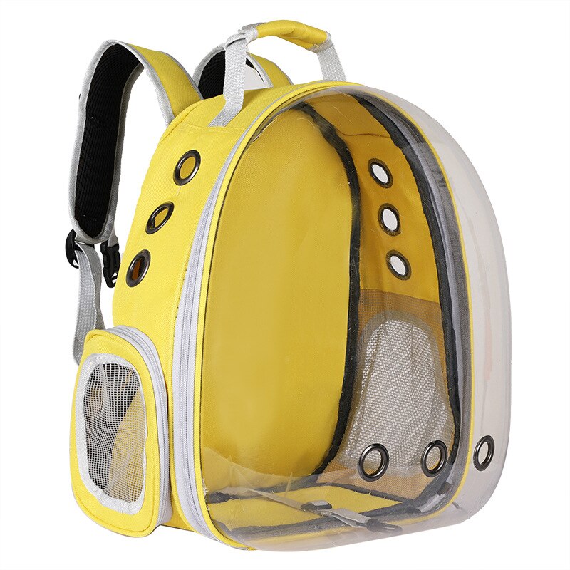 Portable Pet Cat Backpack Outdoor Travel Breathable Capsule Capsule Small Dog Cat Backpack Pet Carry Transparent Backpack: Yellow