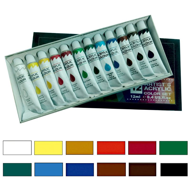 12 couleurs 12ML Tube acrylique peinture ensemble Art peinture outils de dessin pour enfants bricolage Art bricolage artisanat