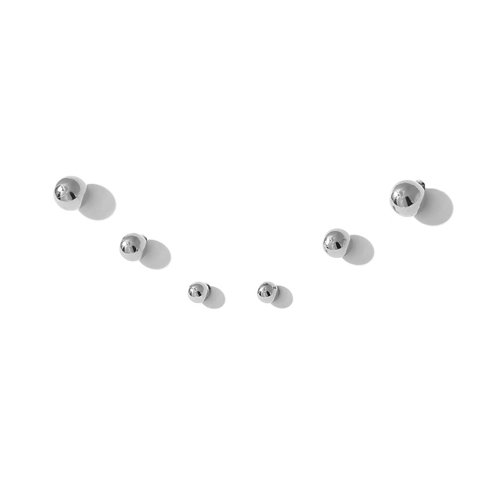 Yhpup Minimalist Metal Texture Small Stud Earrings Set for Women Trendy Round Ball Earrings Stylish Jewelry Accessories: Silver