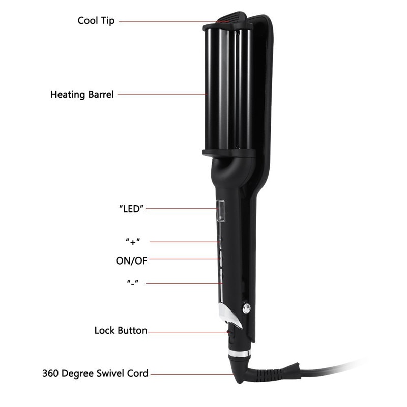 Professionele Elektrische Grote Golf Haar Krultangen Triple Vat Golf Krulspelden Curling Iron Hair Curler Hair Styling Tool 15 #901