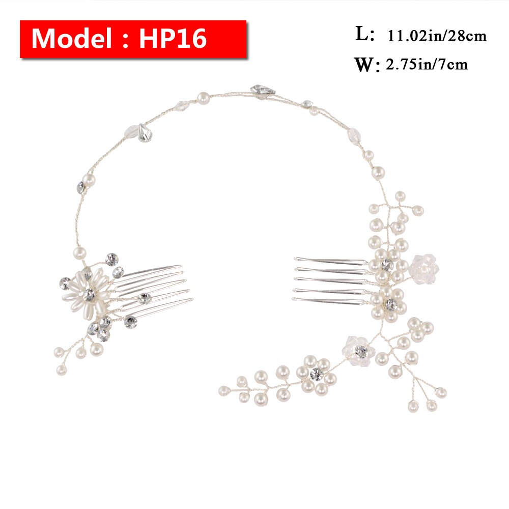 Peineta nupcial, horquilla de cristal, accesorios para el cabello de boda, Flor del pelo de perla, horquillas de diamante para el pelo de novia, pieza para el pelo de boda: HP16