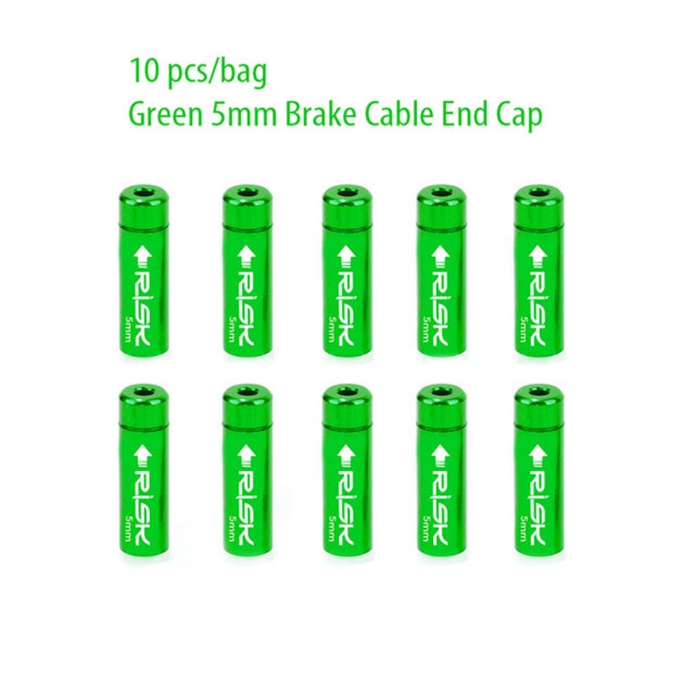 10pcs Cable Caps For Bike Bicycle 4mm 5mm Derailleur Shift Brake Cable End Cap Housing Ferrules Crimps Dust Cover Wire Tip: Green2
