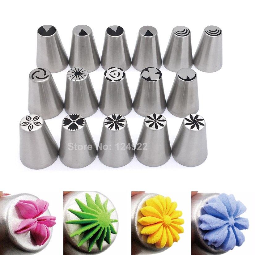 16 Stks/set Rvs Russische Tulp Icing Piping Nozzles Fondant Cake Decorating Tip Sets Gereedschap