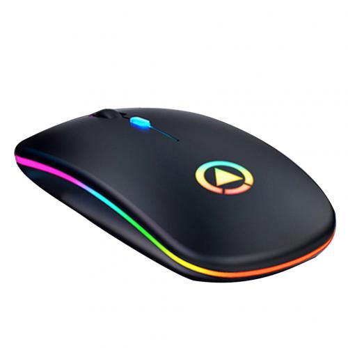 Led -taustavalaistu ergonominen pelihiiri langaton hiiri bluetooth rgb ladattava hiiri langaton tietokone hiljainen mause kannettavaan tietokoneeseen: Musta