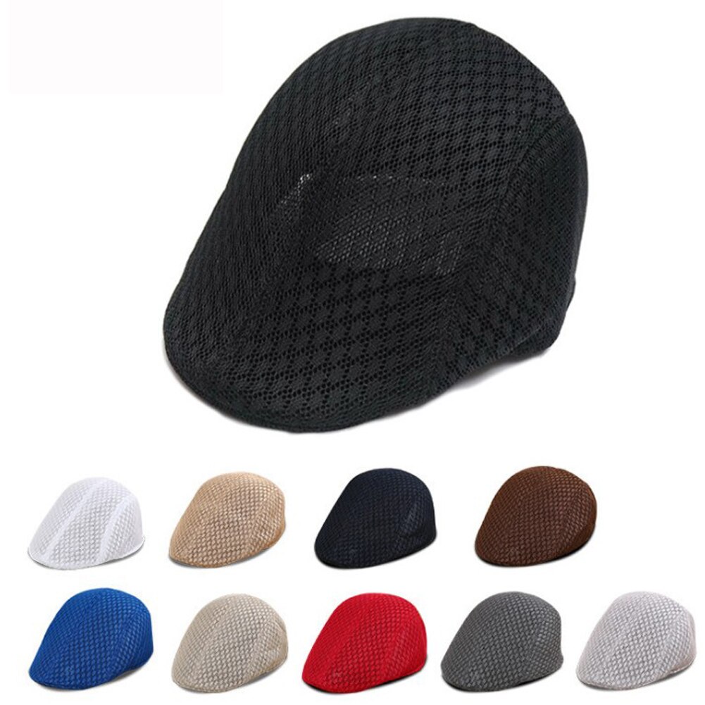 2019 brytyjski styl klasyczny mężczyzna kobiet Mesh berety czapki lato dorywczo jednolity kolor czapki z daszkiem berety kapelusze oddychająca czapka Casquette