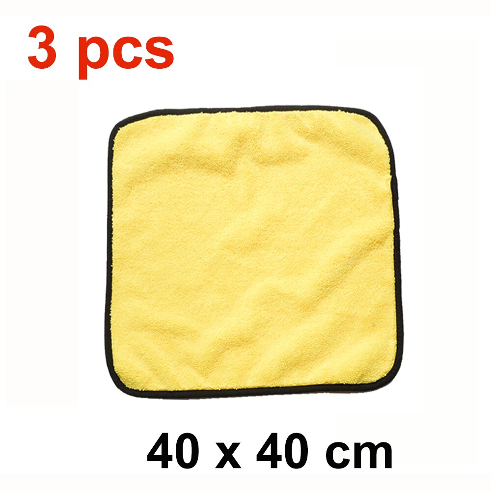 Super Absorbent Car Wash Microfiber Thick Towel Car Cleaning Drying Cloth Auto Car Care Cleaning Towel Wash Cloths 40*40cm: Yellow - 3 pcs