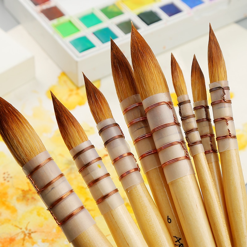 1Piece Nylon Hair Watercolor Paint Brush Pointed Artist Painting Brushes Acrylic Brushes Art Supplies 15RT