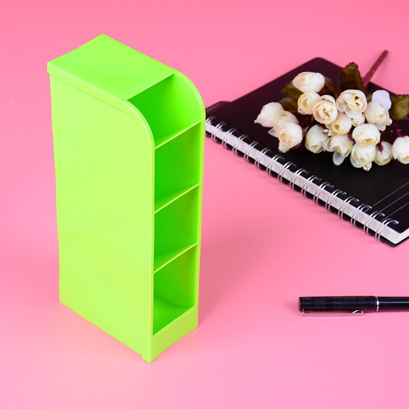 1Pcs 4 Compartment Desktop Storage Box Plastic Organizer Cosmetic Makeup Desk Holder: Green