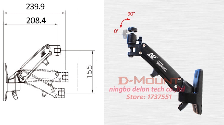 DL-F12PR 3-7kg ALUMINUM universal gas spring gas strut tilt projector bracket ceiling mount rack