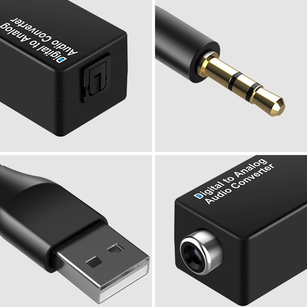 Convertisseur Audio D15 DAC numérique à Coaxial analogique USB, adaptateur de décodeur, convertisseur de Fiber optique Jack 3.5mm pour HDTV DVD