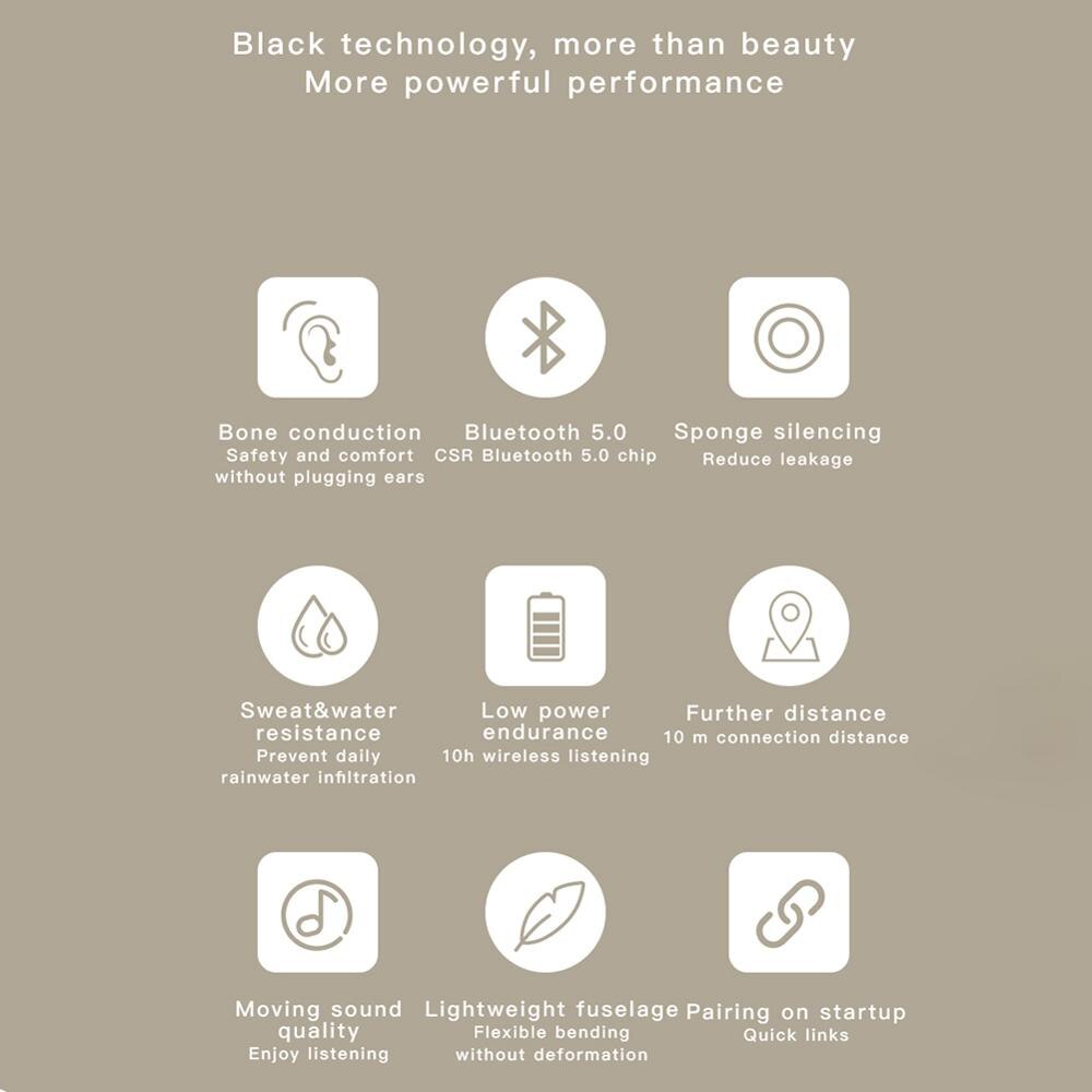 Open Ear Bluetooth Earphone Bone Conduction Wireless Headphones Lightweight for Sports Driving Gym