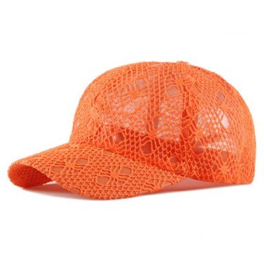 Xdanqinx Verstelbare Size Vrouwen Hollow Ademend Baseball Caps Mesh Cap Zomer Ventilatie Kant Vrouwelijke Hoed Merken Cap: orange