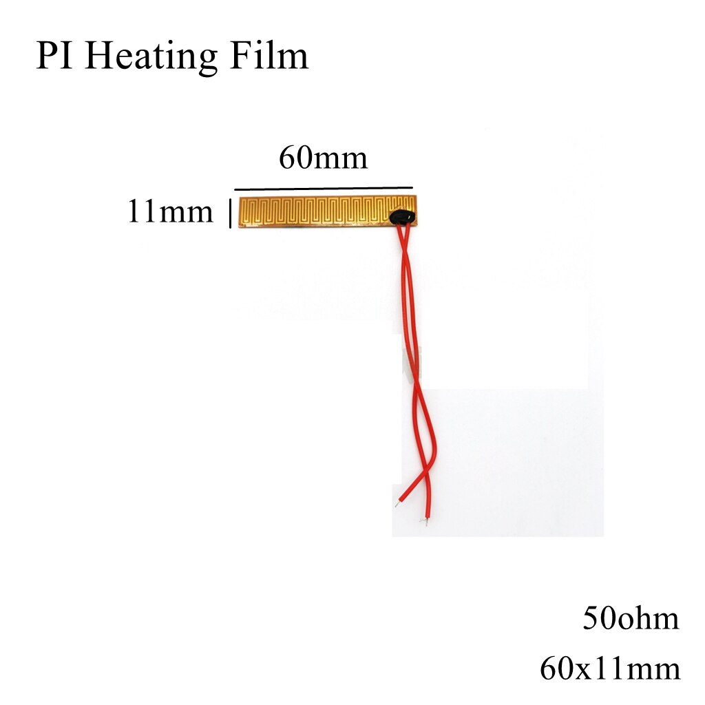 40x40mm 5v 12v 24v 110v 220v pi filme de aquecimento polyimida adesivo aquecedor elétrico placa almofada do painel esteira da folha de combustível tanque de motor de óleo: 60x11mm