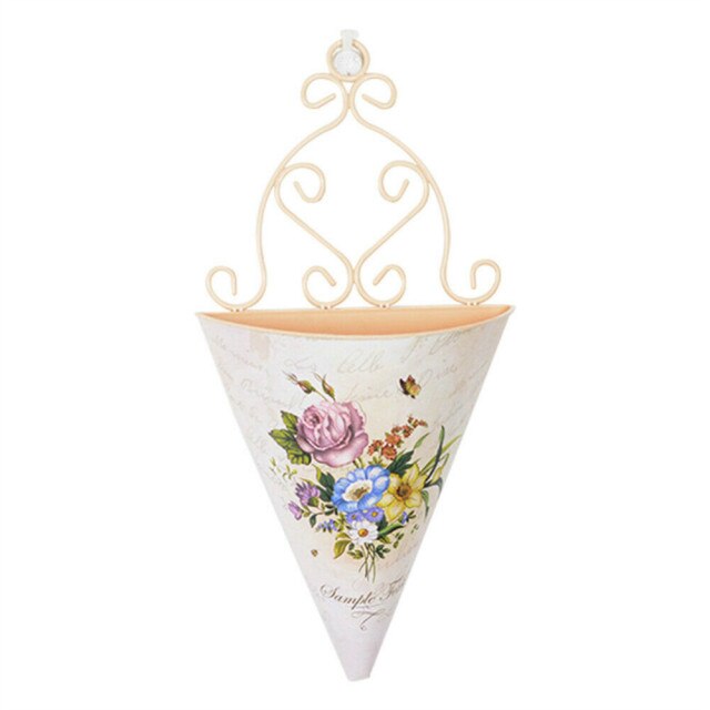 Macetero colgante de pared de plástico romántico, maceta de flores, valla de jardín, barandilla de balcón, cesta de flores, decoración de jardín: B