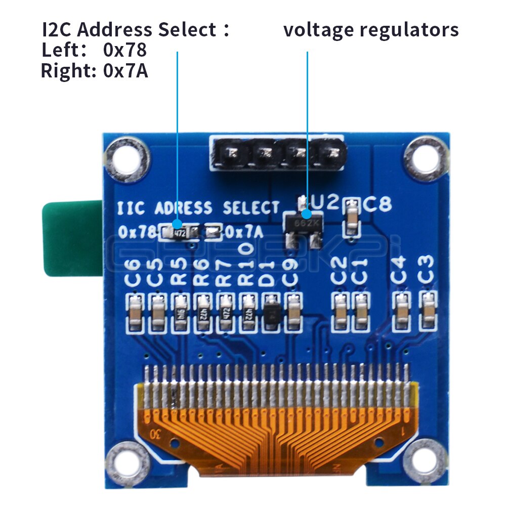 GeeekPi, módulo de pantalla OLED de 0,96 pulgadas, 128x64 IIC SSD1306 para Raspberry Pi 4 B / 3 B (+) / 2 B / Zero (W) / Beaglebone negro/C51