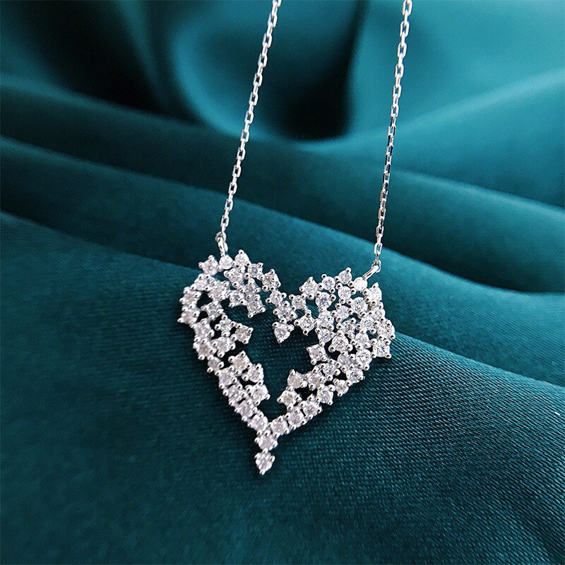 Herzförmiger diamantanhänger aus sterlingsilber, 925 anhänger, ideal als hochzeitsschmuck für damen, partyschmuck
