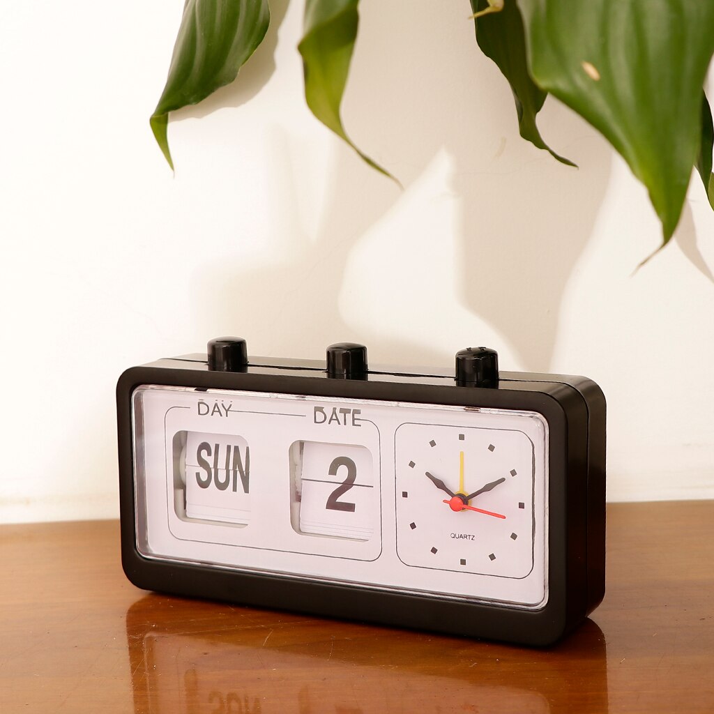 Auto Flip Down Clock Non-ticking Calendar Clock with Day Date Display