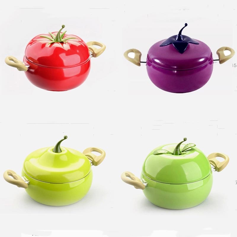 Korean Soup Pot Aluminum Non-stick Fruit Pan Tomato Eggplant Shape Cooking Pot For Both Stove Induction