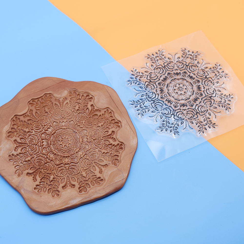 9 cm Ronde Mandala Polymeer Klei Textuur Stempel Vellen Emboss Mat Indruk Modellering voor Keramisch Aardewerk DIY Sieraden Art Craft: Bordeaux