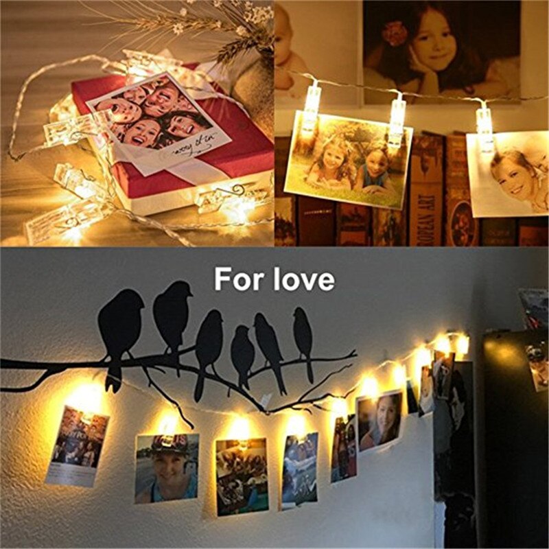 10 20 40 LED Guirlande Card Foto Clip Led String Fairy Lights Batterij Kerst Slingers Wedding Valentines Decoratie