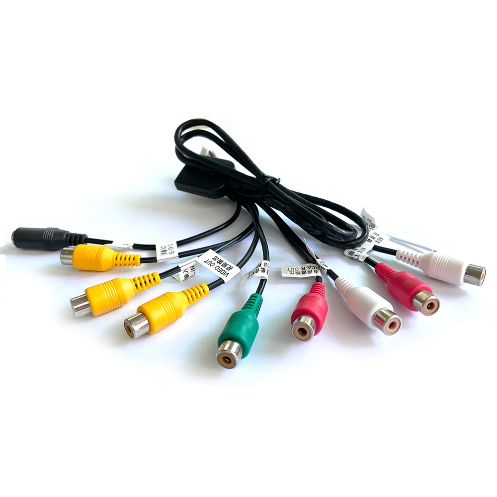 Zoyoskii 8 pin rca input output cable with sim slot aux-in adapter wire for car stereo radio android player subwoofer output