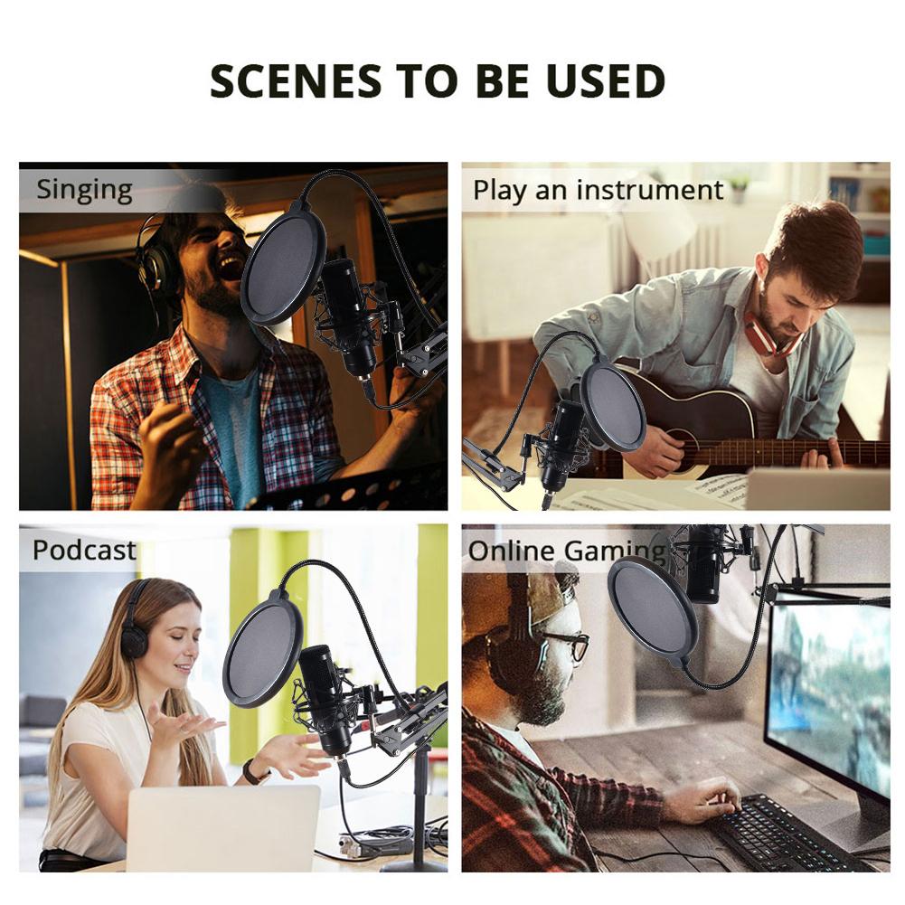 Usb-microfoonset, handige pc-microfooncondensatorkit, 192 khz, /24 bit voor gaming-opnames