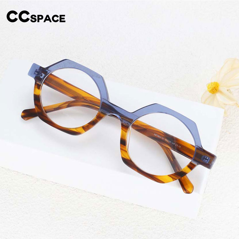 54140 Style Acetate Optical Polygon Glasses Frames Men Women Two Color Patchwork Computer Eyeglasses