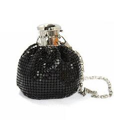 Boutique De FGG Rainbow Aluminum Women Mini Evening Clutch Purses and Handbags Ladies Cocktail Party Coin Purse: Black