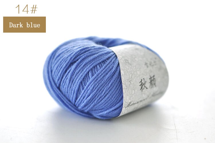 QZLKNIT 50g/bal 50% Merino gemengd garen Herfst/winter Zacht Medium grof wol garen DIY Hand gebreide haak Baby kleding garen: 14 Dark blue