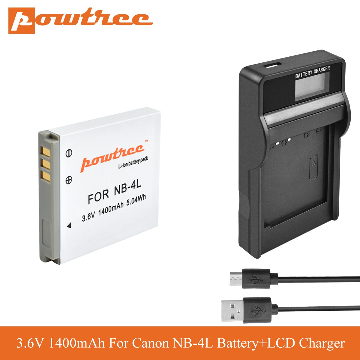 Powtree NB-4L 1400Mah Vervangende Digitale Camera Li-Ion Batterij Voor Canon Ixus 30 40 50 55 60 65 70 75 NB4L Nb 4L SD300 L7