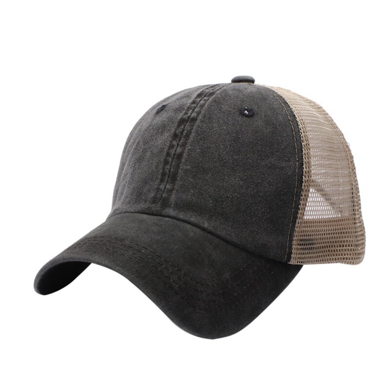 Tennis Baseball Cap Retro Stijl Gewassen Katoen Mesh Strapback Hoed Hoofddeksels Outdoor Sportkleding met Verstelbare Rug Sluiting