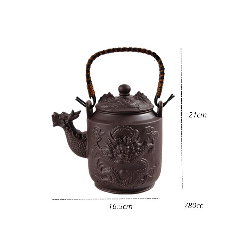 780ml smok robić herbaty, Yixing garnek purpurowa glina czajniczek z uchwytem czajnik Zisha Kung Fu Drinkware o dużej pojemności garnitur Puer wiązanie Guanyin