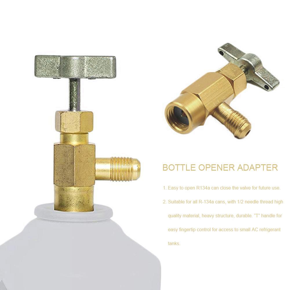 til  r134a kjølemedier 1/2 acme tråder 1/4 "sae flaskeåpner adapter a/c kjølemiddel kan tappe ventil rote måke flaske adapter
