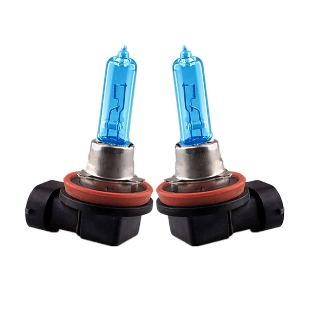 2 stk  h9 12v 100w auto xenon halogen pærer  h9 bil hovedlys pære nærlys tåke lys pærer  h9 pærer bil hoved lys lampe 5000k hvit