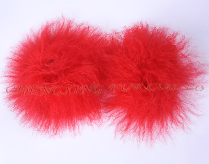 CX-A-47F Echt Mongoolse Lam Bont Manchetten Natuurlijke Bont Manchet: Rood