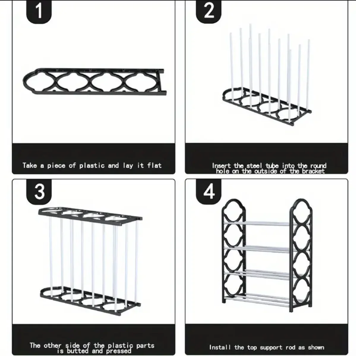 4 Tier Shoe Rack Organizer for Closet Stainless Steel, Shoe Shelf for Front Door Entrance and Entryway, Floor Shoe Rack Cabinet