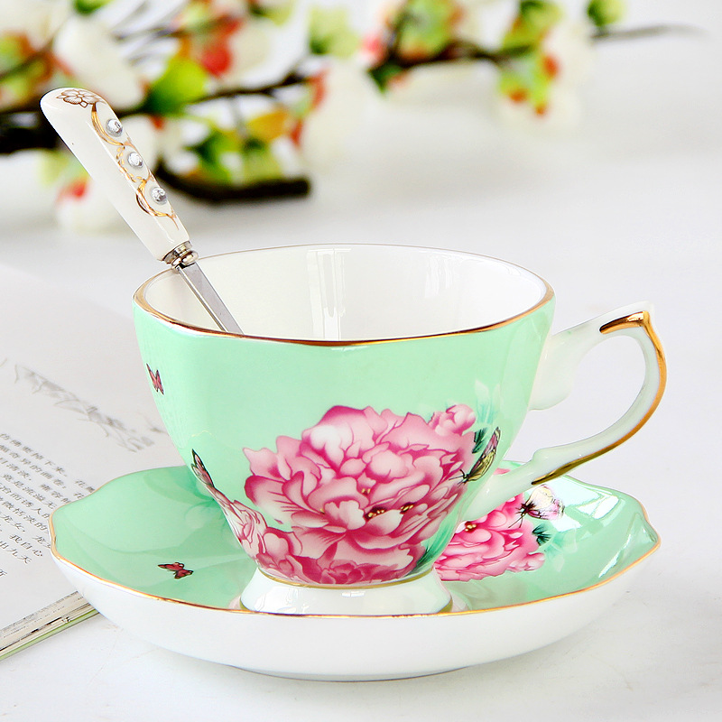 British Flower Pattern Afternoon Tea Cup Set Luxury Bone China Coffee Cup Europe Porcelain Ceramic Mug Cafe Party Drinkware: 9