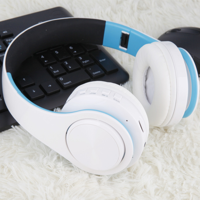 Tourya B7 auriculares inalámbricos Bluetooth Auriculares auriculares con micrófono para PC teléfono móvil música: White blue