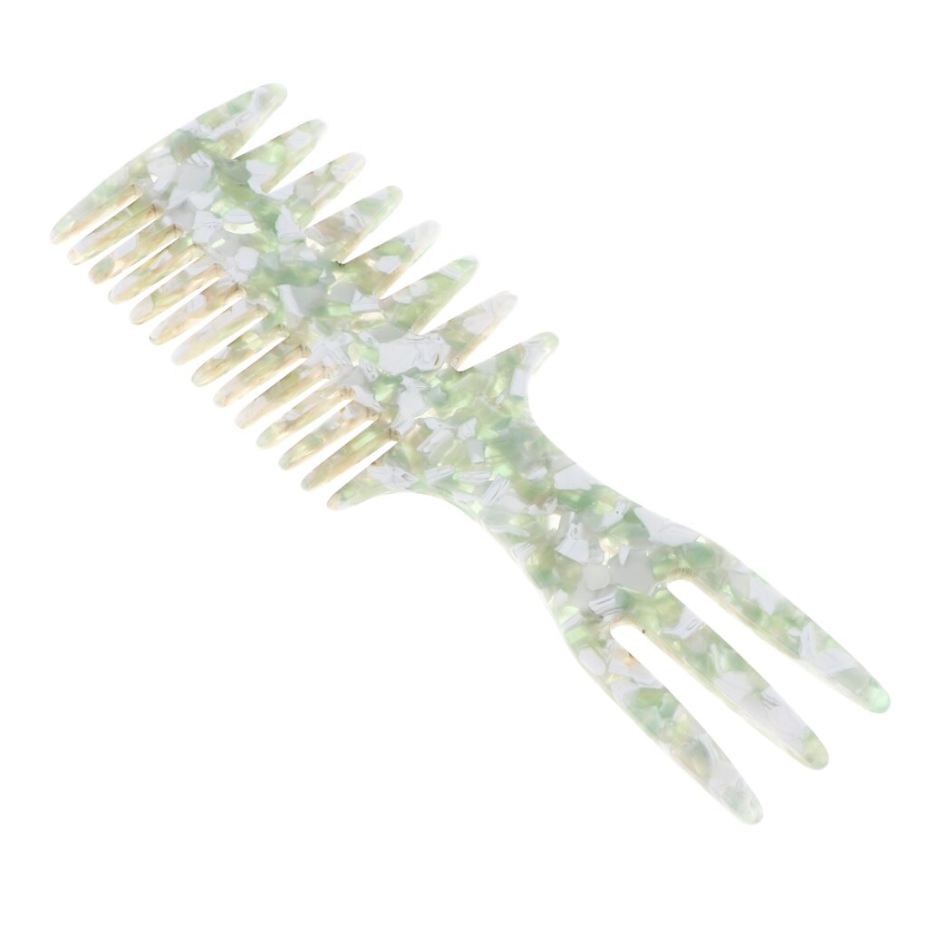 Pente largo do elevador da picareta do cabelo de detangling do dente, pente do estilo do cabeleireiro de 3 lados para levantar, alisar e cortar o cabelo e perucas: green