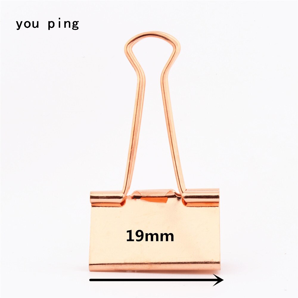 15mm 19mm 25mm 32mm 41mm 51mm Clamp Paper Binder Clips Bookmark Clips Memo Clip Student School Office Supplies: Rose gold-19mm